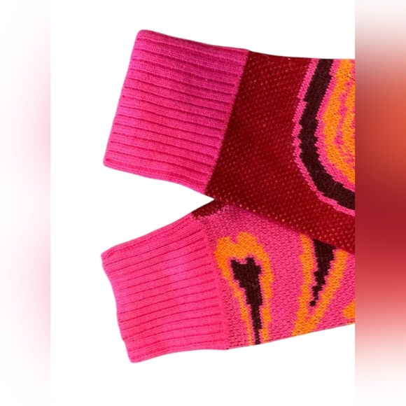 Farm Rio Cutout Intarsia Knit EUC Floral Turtle Neck Pink/Orange/Red Size XS - Picture 7 of 12